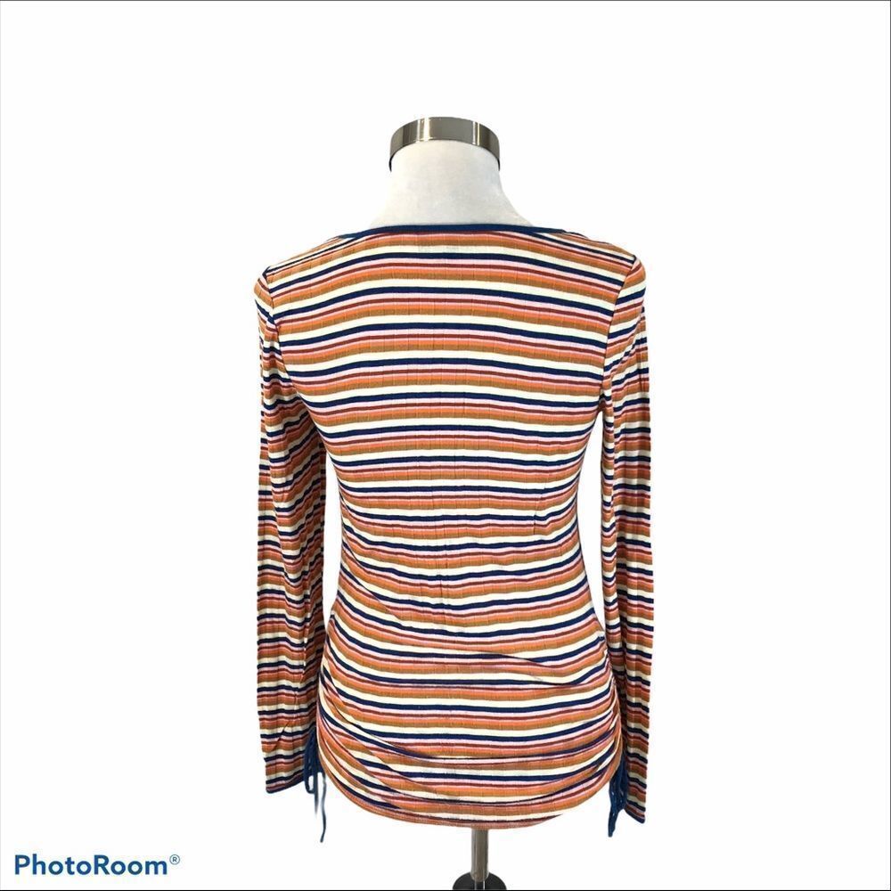 ModCloth Ribbed Striped Long Sleeved Top Small - Picture 6 of 10